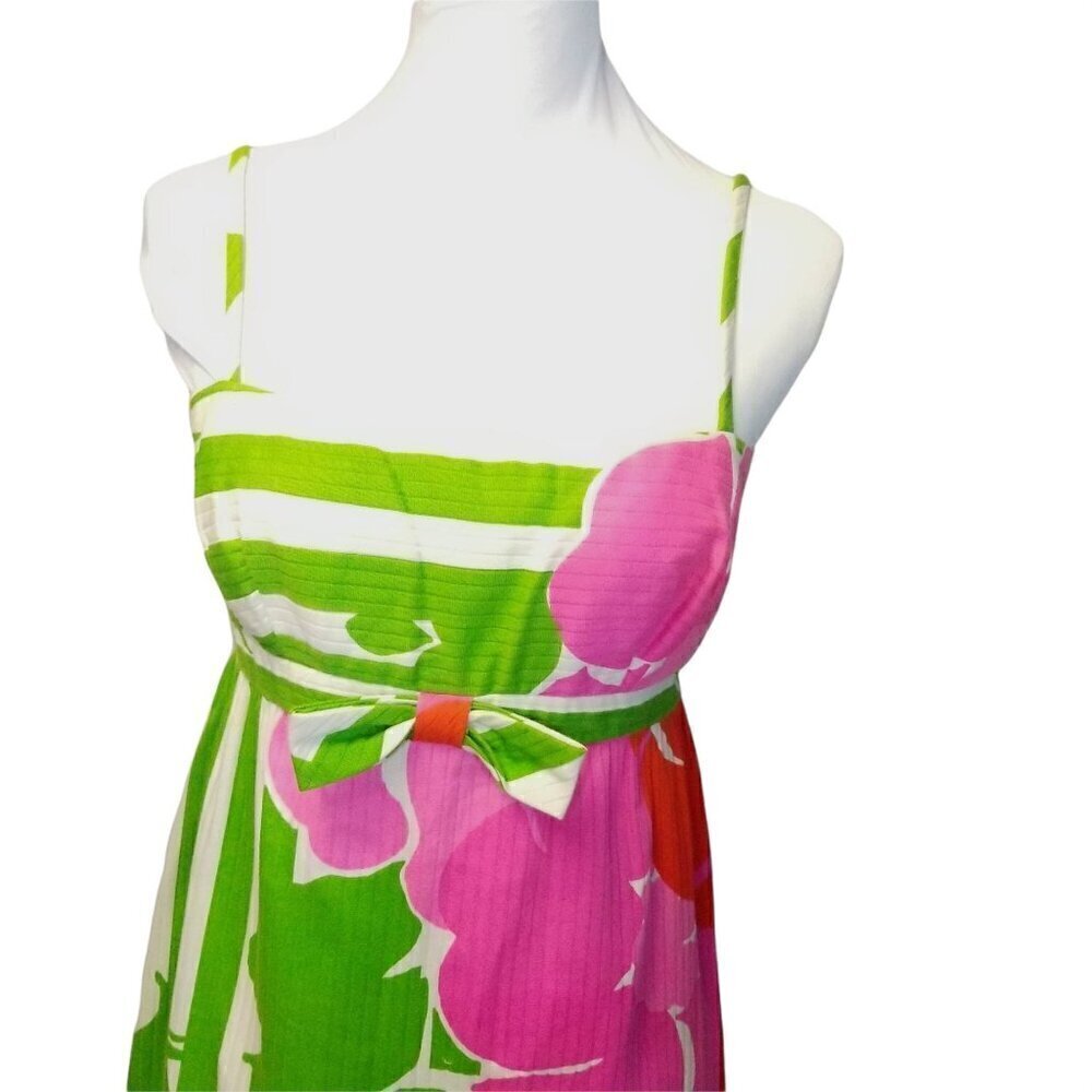 Vtg 60s Malia Honolulu floral long maxi dress Marimekko style flowers - Picture 3 of 9